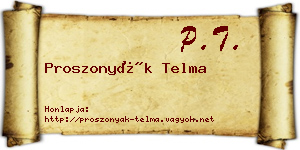Proszonyák Telma névjegykártya